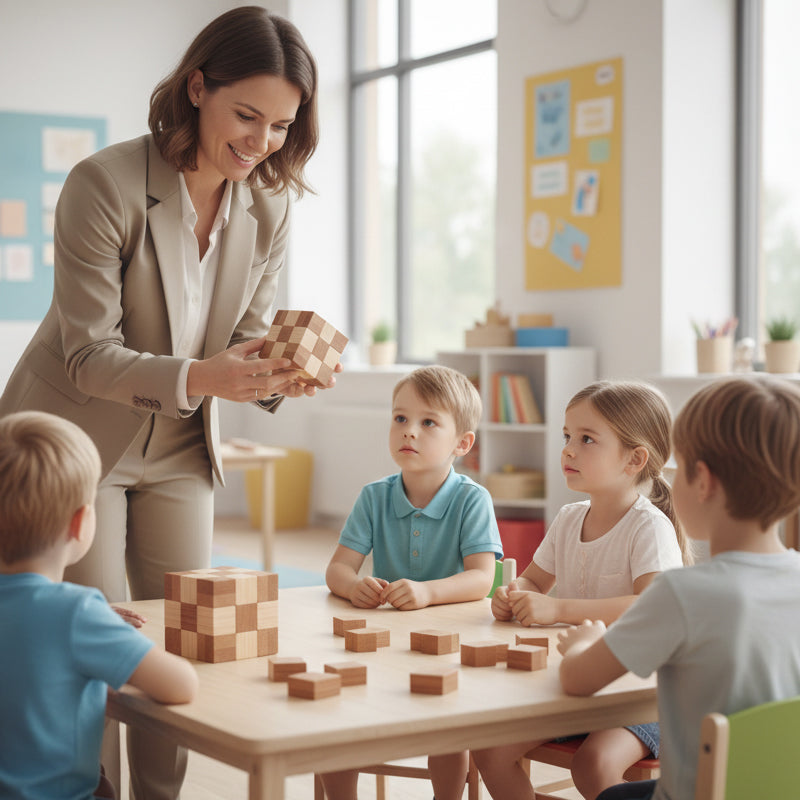 Stimulates Spatial Intelligence, Natural Wood Design, Educational Family Game 🧩🤲